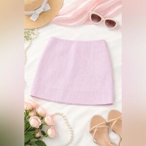 Castaway Nantucket Island Pink Blue Striped Skirt 4 Seersucker‎ Cotton Preppy